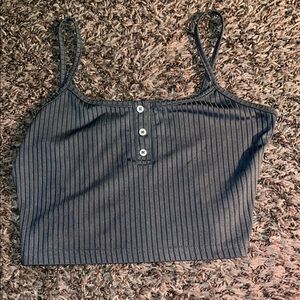 ROMWE Black Ribbed Sleeveless Crop Tank Top